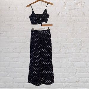 Dark blue polka dot set